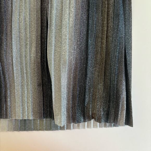 Danny & Nicole Silver Metallic Crinkle Rhinestone Belted Gown Formal Dress Sz 6 - Picture 8 of 12